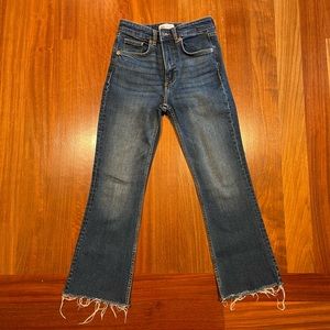ZARA High Waisted Cropped Flare Jeans Size 4
